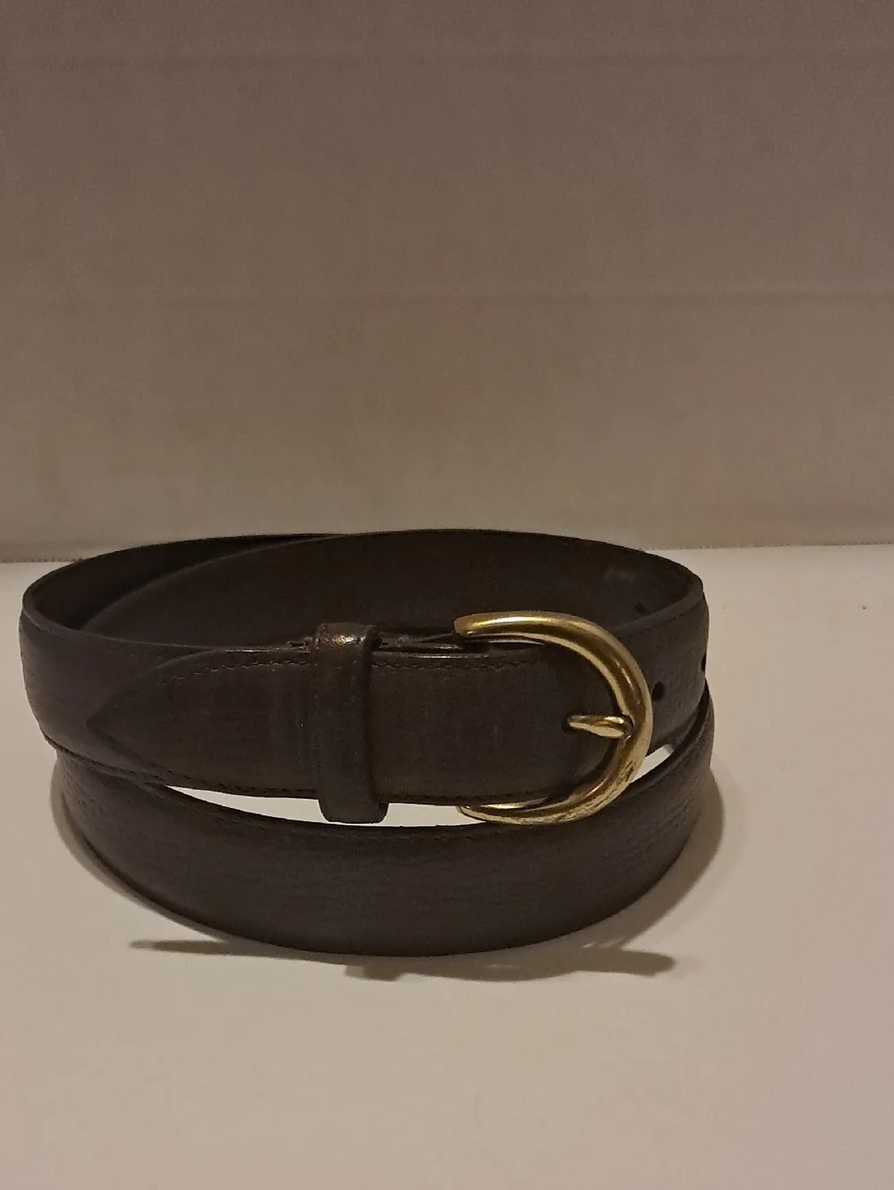 Coach Brown Cowhide Leather Logo-Stamped Belt with Solid Brass Buckle